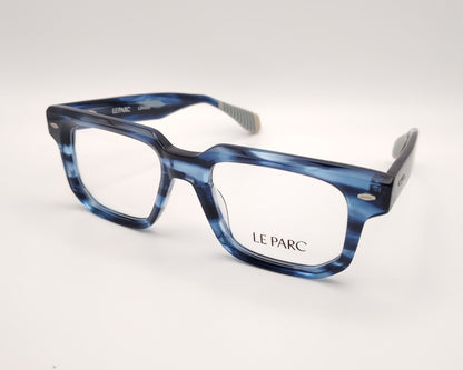 gafas de vista le parc rohe con montura gruesa de acetato en azul marmolado y varillas con detalles en gris