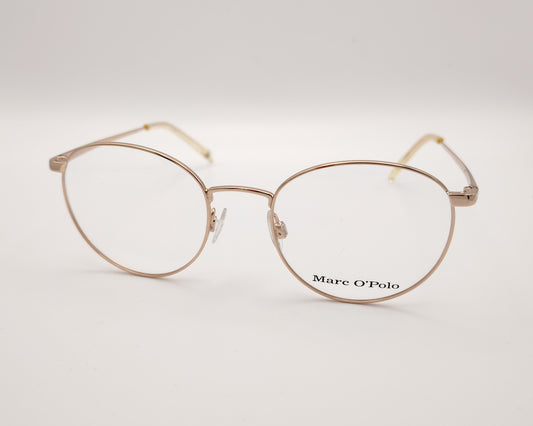 gafas marc o’polo con montura metálica fina y diseño redondo, cómodas y elegantes