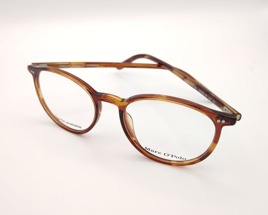 gafas marc o’polo redondas de acetato con opción clip on en nude traslúcido