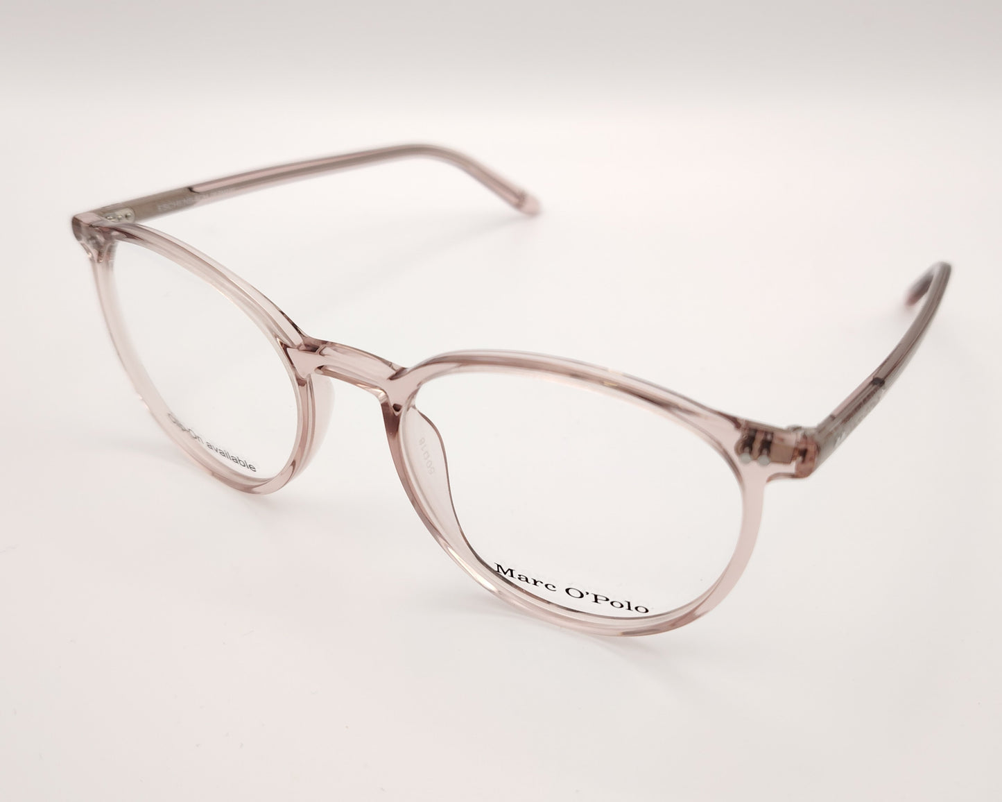 gafas redondas marc o polo de acetato fino en color rosa claro traslúcido