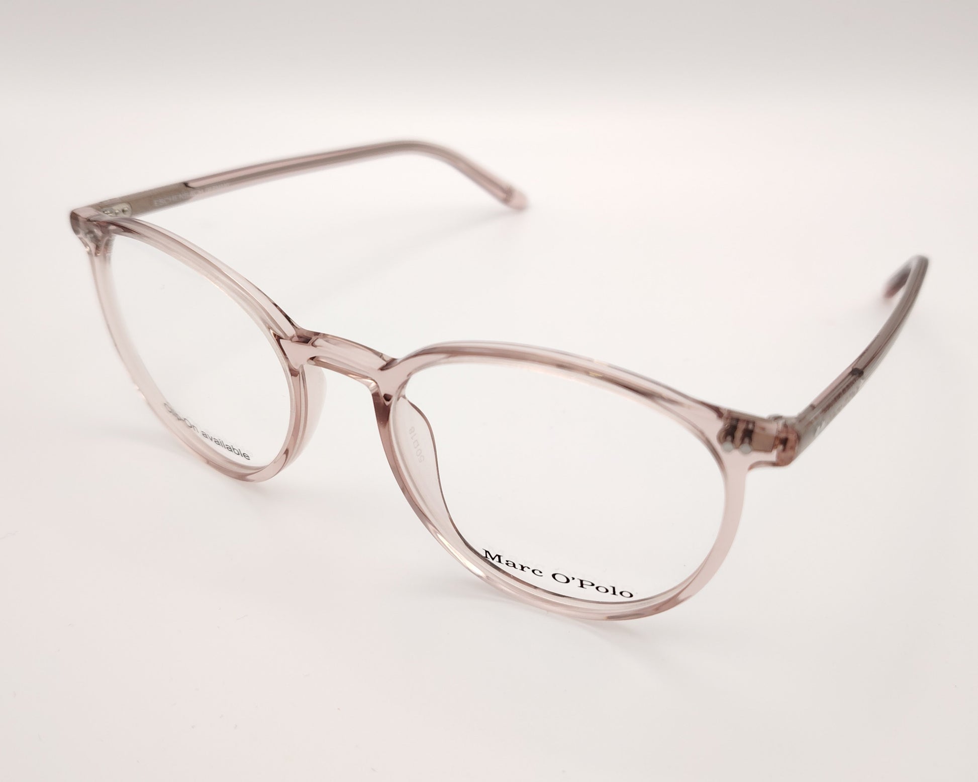 gafas redondas marc o polo de acetato fino en color rosa claro traslúcido