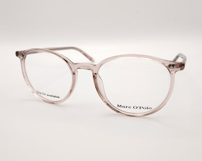 gafas redondas marc o polo de acetato fino en color rosa claro traslúcido