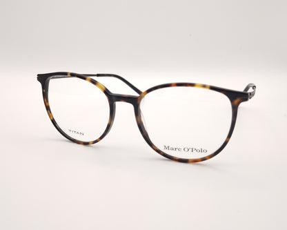 gafas marc o’polo redondas de acetato  en color carey con varillas de titanio 
