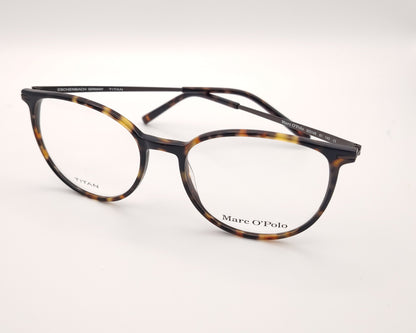 gafas marc o’polo redondas de acetato  en color carey con varillas de titanio 