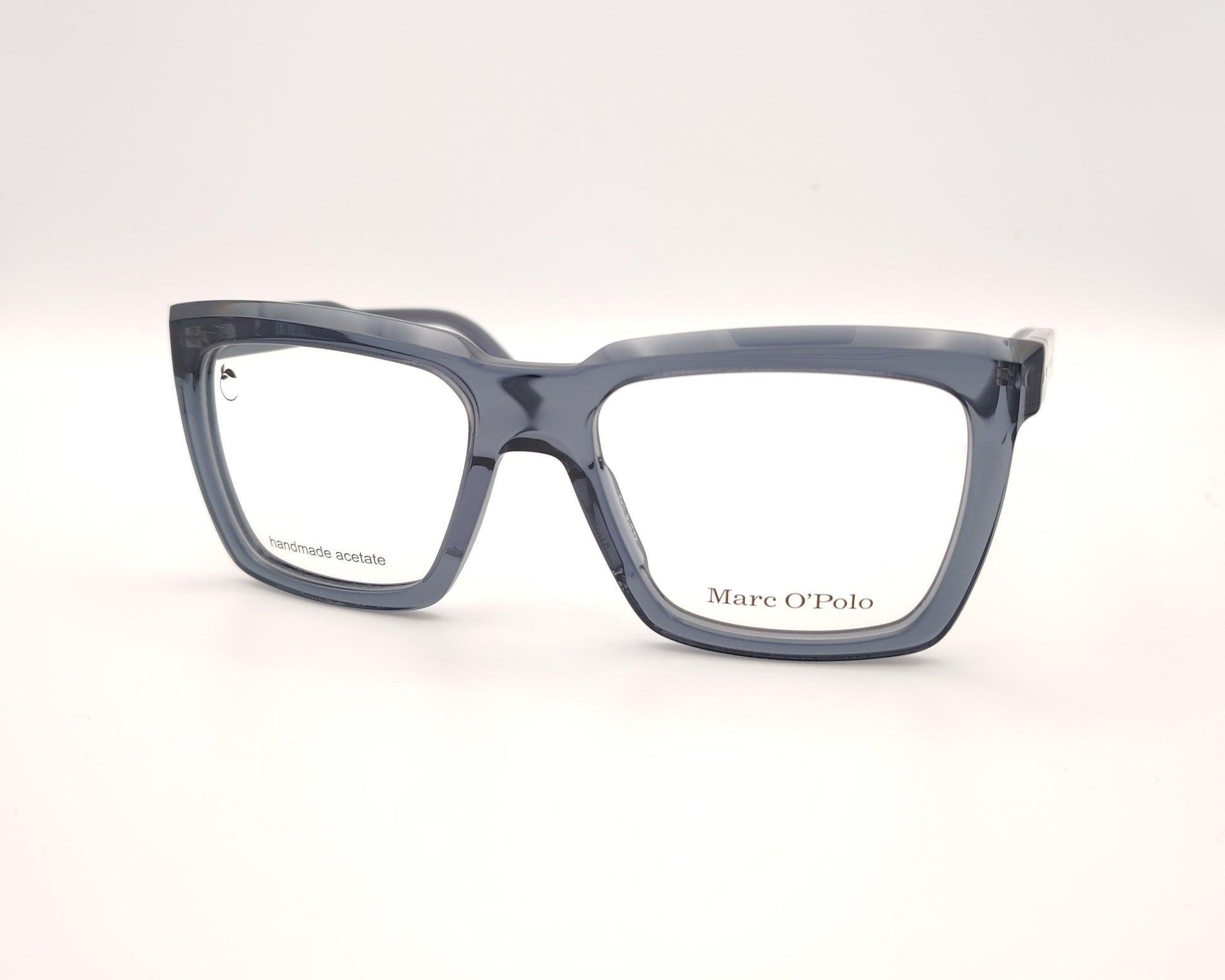 gafas graduadas marc o polo de forma cuadrada en acetato translúcido gris azulado