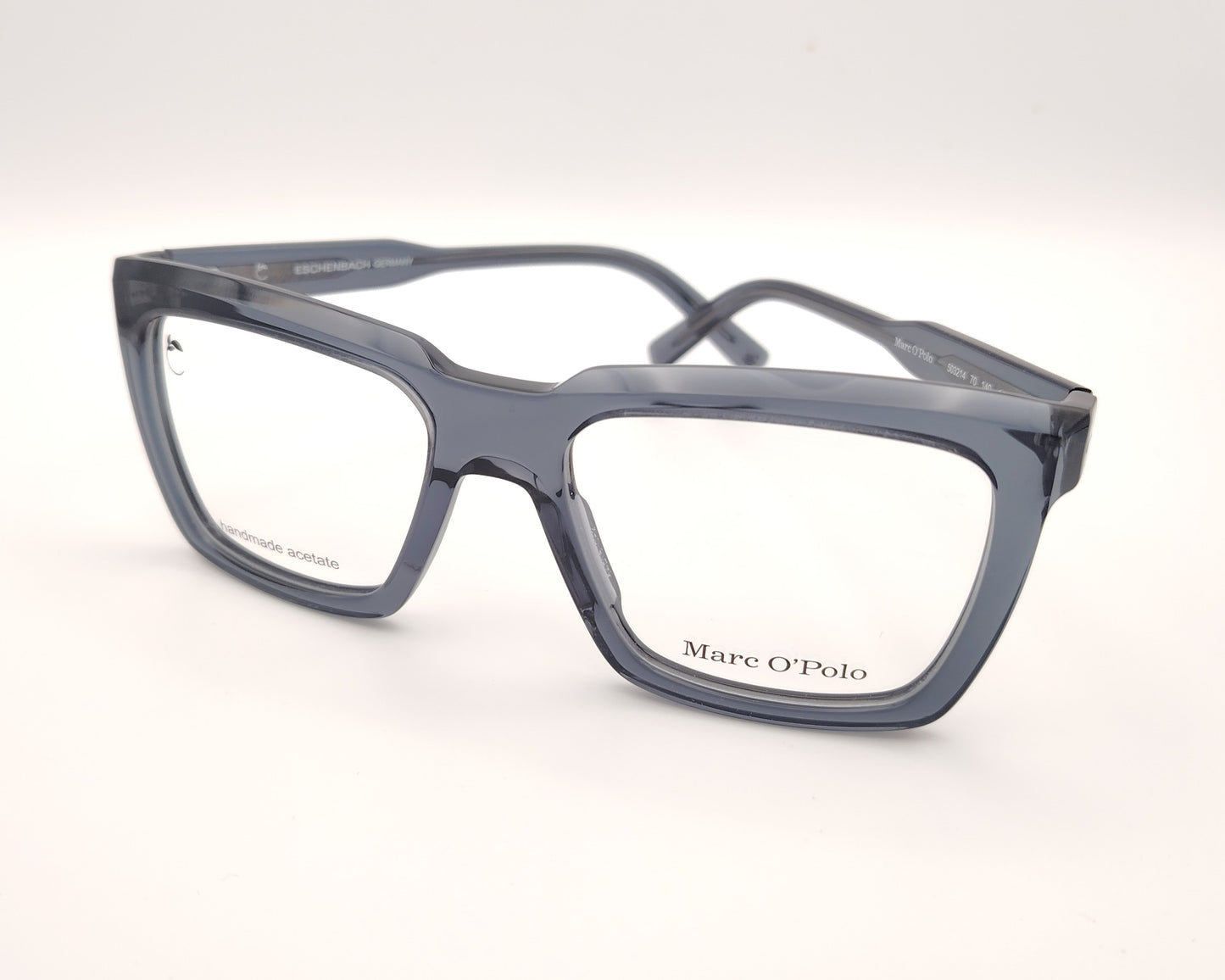 gafas graduadas marc o polo de forma cuadrada en acetato translúcido gris azulado