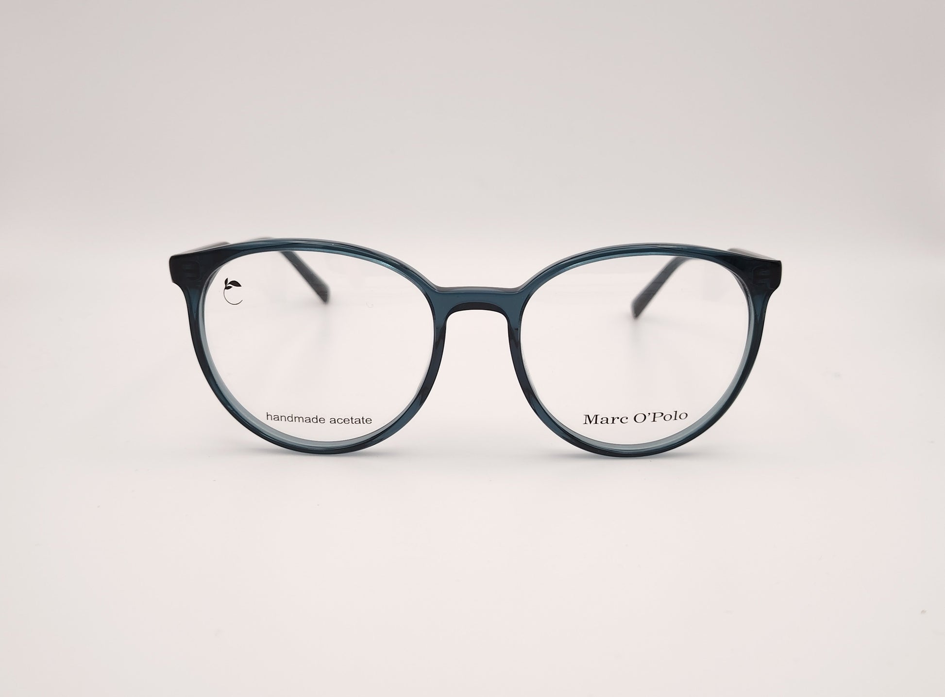 gafas redondas de acetato en azul traslúcido