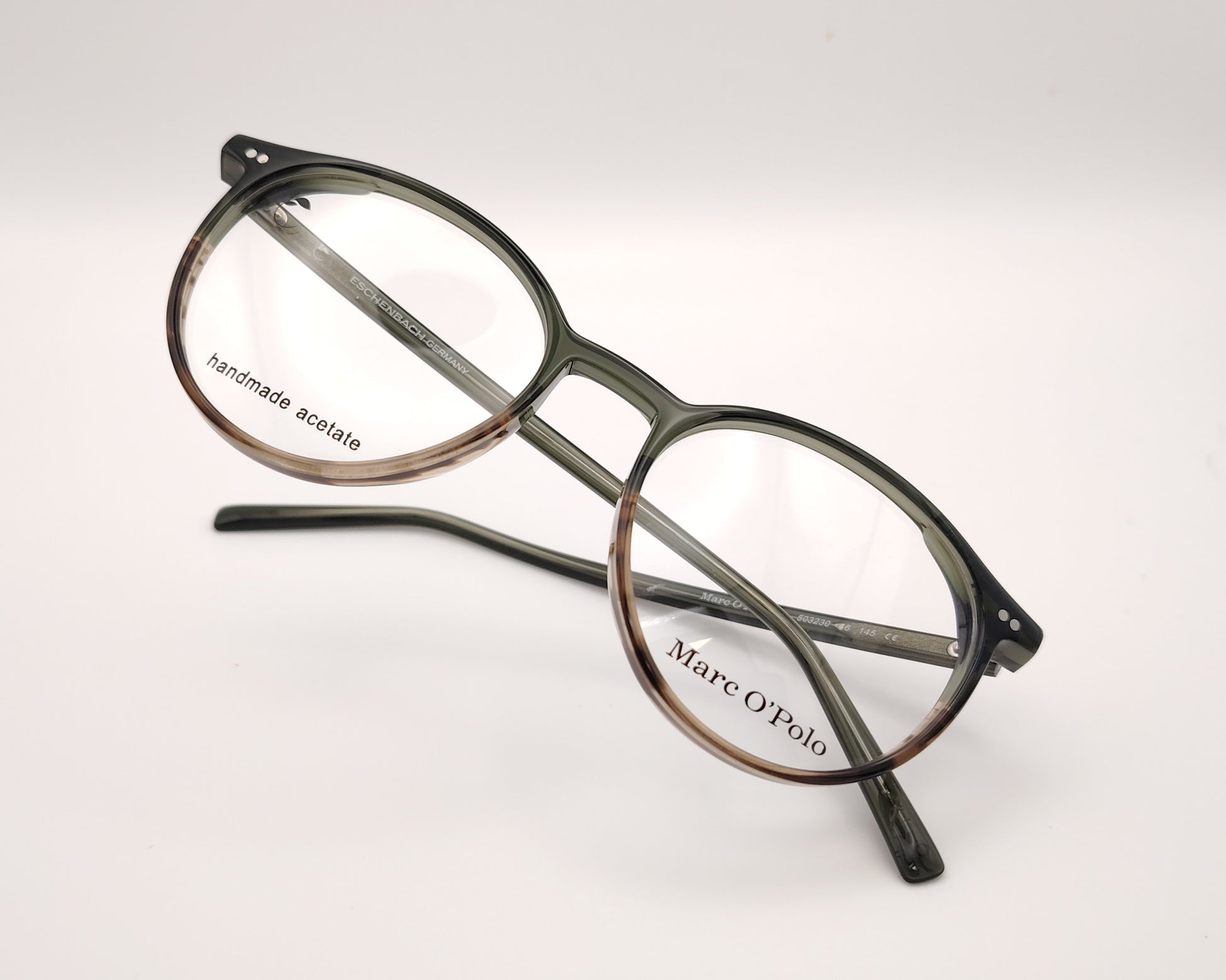 gafas redondas de acetato verde y marrón marc o'polo