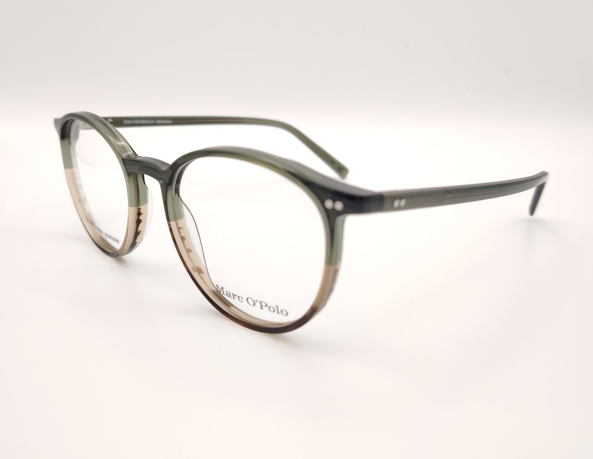 gafas redondas de acetato verde y marrón marc o'polo