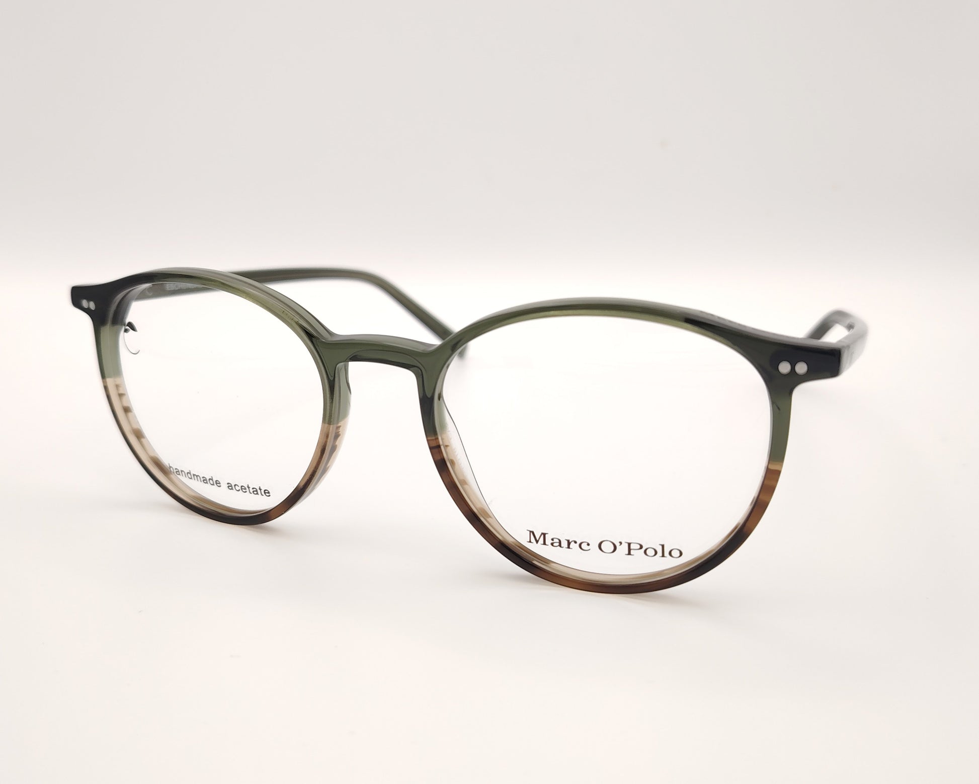 gafas redondas de acetato verde y marrón marc o'polo