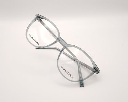 gafas marc o'polo de acetato transparente azulado compatibles con clip de sol