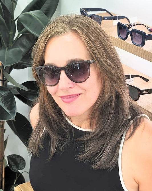 gafas de sol marc o´polo redondas de acetato gris traslúcido con lentes oscuras degradadas