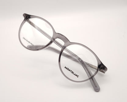 gafas montblanc de pasta redonda en color gris ahumado traslúcido