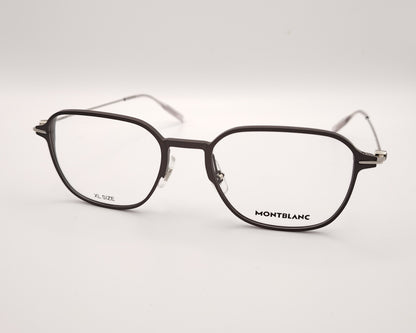 gafas montblanc de aluminio gris oscuro con forma aviador y varillas metálicas finas hechas en japón