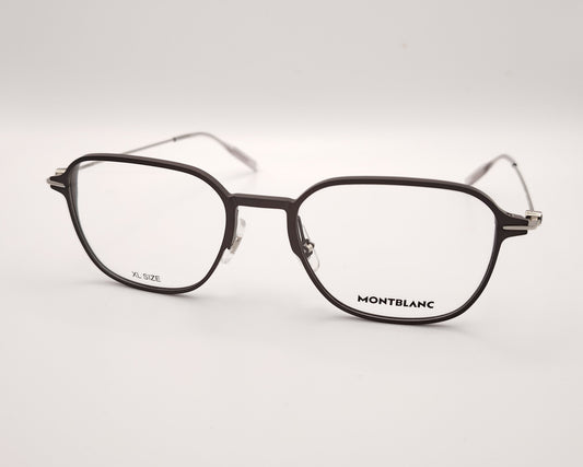 gafas montblanc de aluminio gris oscuro con forma aviador y varillas metálicas finas hechas en japón