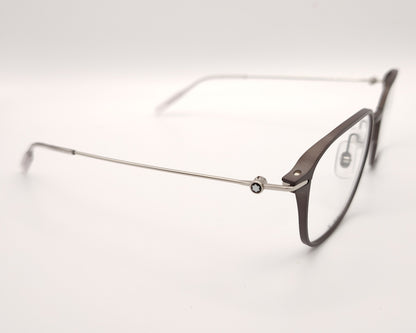 gafas montblanc de aluminio gris oscuro con forma aviador y varillas metálicas finas hechas en japón