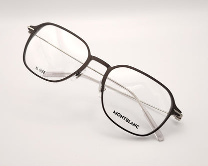 gafas montblanc de aluminio gris oscuro con forma aviador y varillas metálicas finas hechas en japón