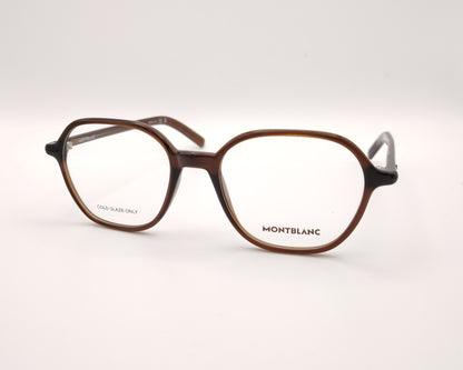 gafas montblanc de acetato en marrón con forma hexagonal redondeada