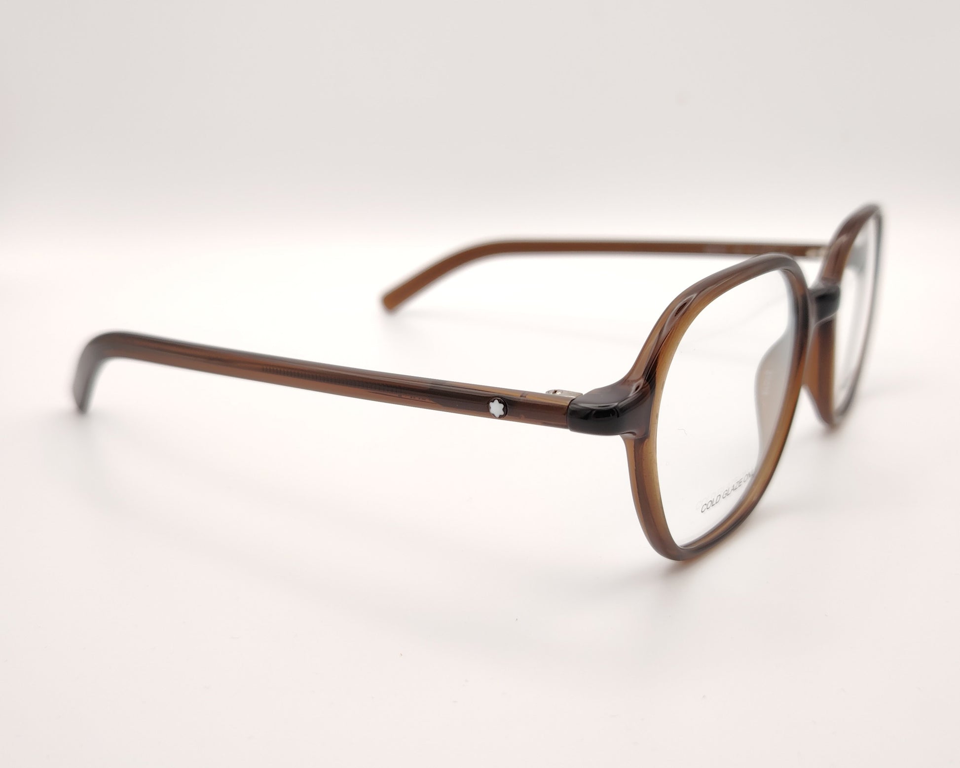 gafas montblanc de acetato en marrón con forma hexagonal redondeada