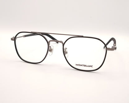 gafas montblanc metálicas de forma rectangular con doble puente y varillas negras