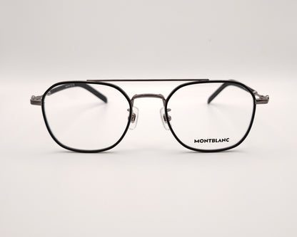 gafas montblanc metálicas de forma rectangular con doble puente y varillas negras