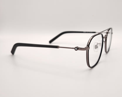 gafas montblanc metálicas de forma rectangular con doble puente y varillas negras