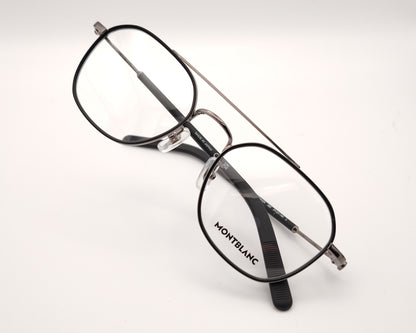gafas montblanc metálicas de forma rectangular con doble puente y varillas negras