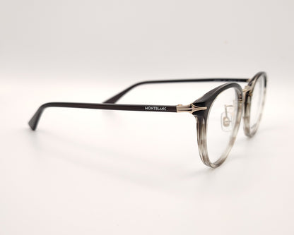 gafas montblanc redondas de acetato con montura degradada en gris oscuro y transparente