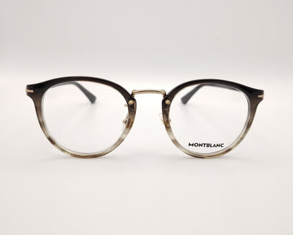 gafas montblanc redondas de acetato con montura degradada en gris oscuro y transparente