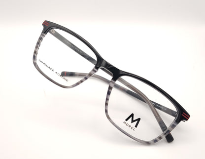 gafas graduadas morel de acetato en negro y gris carey con forma rectangular y varillas finas