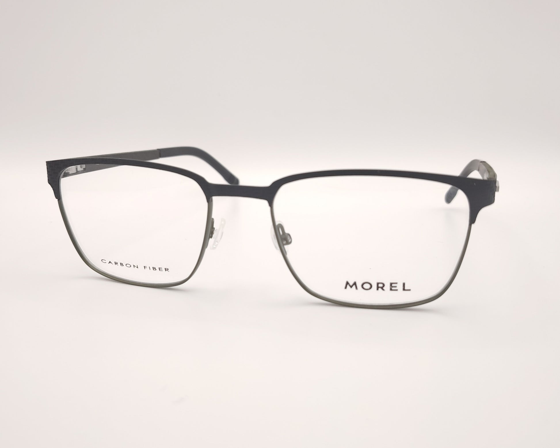 gafas graduadas morel negras y verdes rectangulares de fibra de carbono