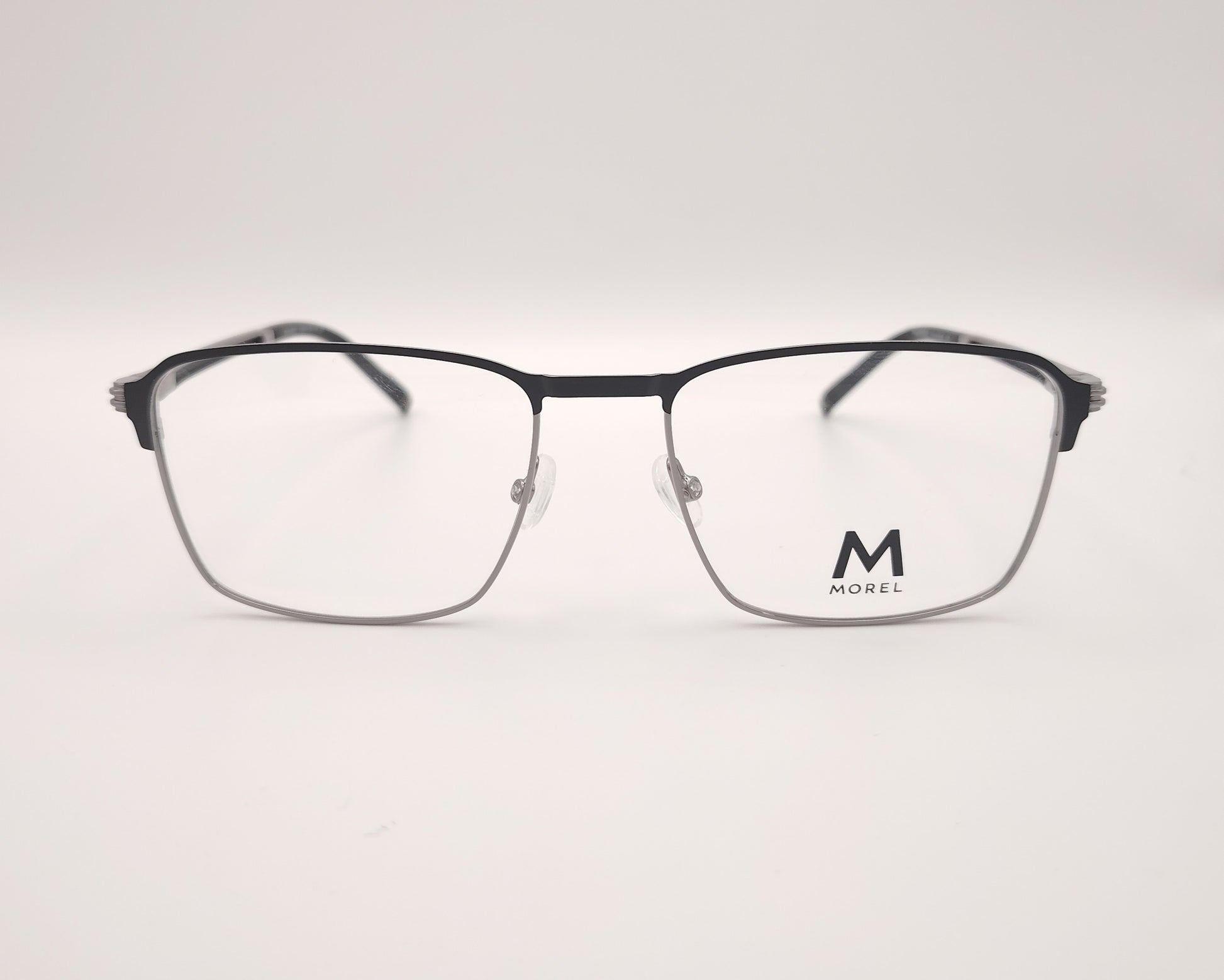 gafas graduadas morel schubert rectangulares metálicas en plata y negro