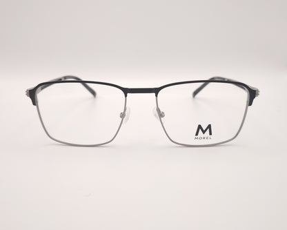 gafas graduadas morel schubert rectangulares metálicas en plata y negro