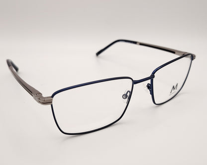 morel schubert 4 bg10 gafas de vista con montura rectangular de metal en azul y plata diseño elegante y sofisticado con varillas ornamentadas livianas y cómodas 