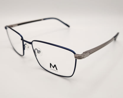 morel schubert 4 bg10 gafas de vista con montura rectangular de metal en azul y plata diseño elegante y sofisticado con varillas ornamentadas livianas y cómodas 