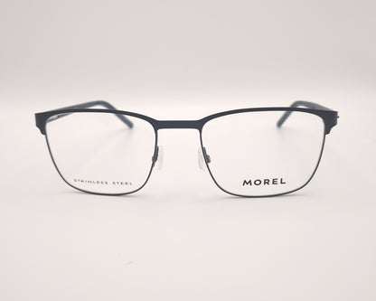gafas graduadas morel de acero azul marino con montura rectangular y detalles azul eléctrico