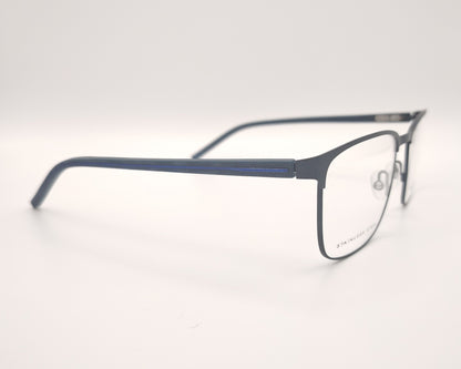 gafas graduadas morel de acero azul marino con montura rectangular y detalles azul eléctrico
