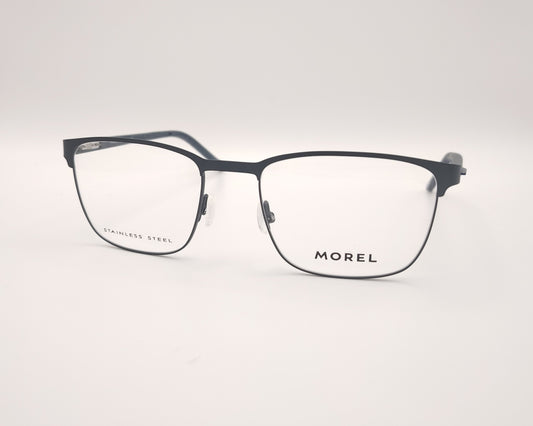gafas graduadas morel de acero azul marino con montura rectangular y detalles azul eléctrico