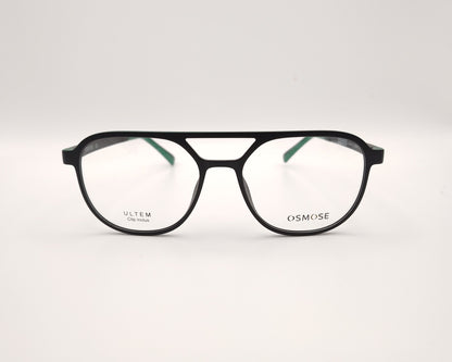gafas graduadas negras con doble puente y clip solar intercambiable con lentes amarillas y oscuras polarizadas