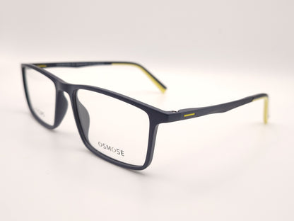 gafas osmose rectangulares  en color azul marino con detalles en amarillo 