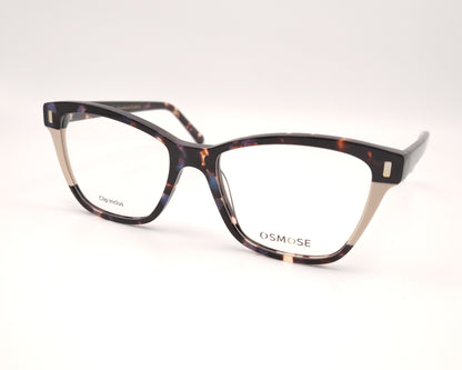 gafas de carey con detalles claros y dos clips solares, uno marrón y otro azul degradado