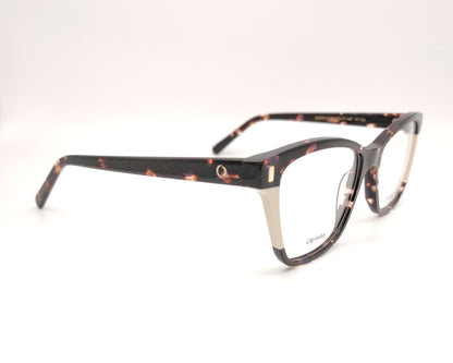 gafas de carey con detalles claros y dos clips solares, uno marrón y otro azul degradado