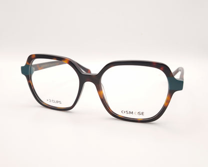 gafas osmose carey con detalles verdes doble clip on magnético polarizado marron degradado y azul suave