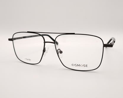 gafas de metal rectangular con doble puente en negro con dos clips, uno polarizado y otro amarillo