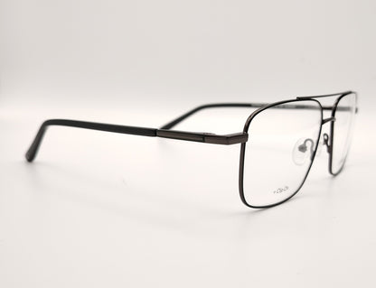 gafas de metal rectangular con doble puente en negro con dos clips, uno polarizado y otro amarillo