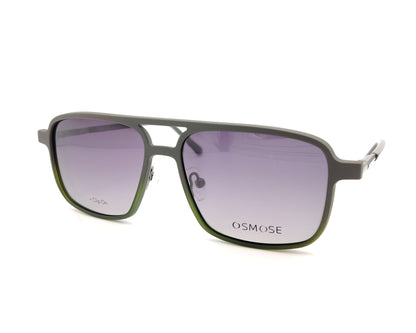 gafas de metal rectangular con doble puente en negro con dos clips, uno polarizado y otro amarillo