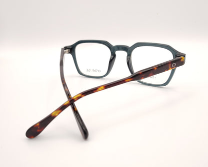 gafas de pasta forma geométrica gris con varillas carey y dos clips solar y amarillo