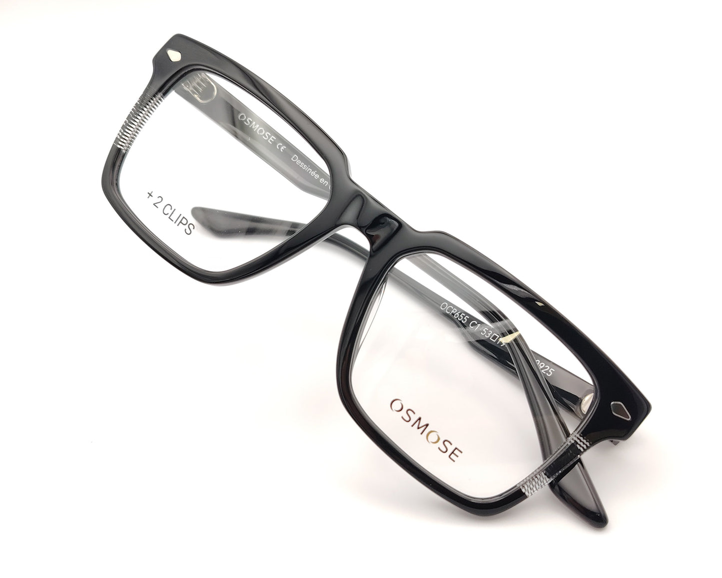 gafas osmose rectangulares negras con doble clip on magnetico clip solar oscuro y night drive amarillo