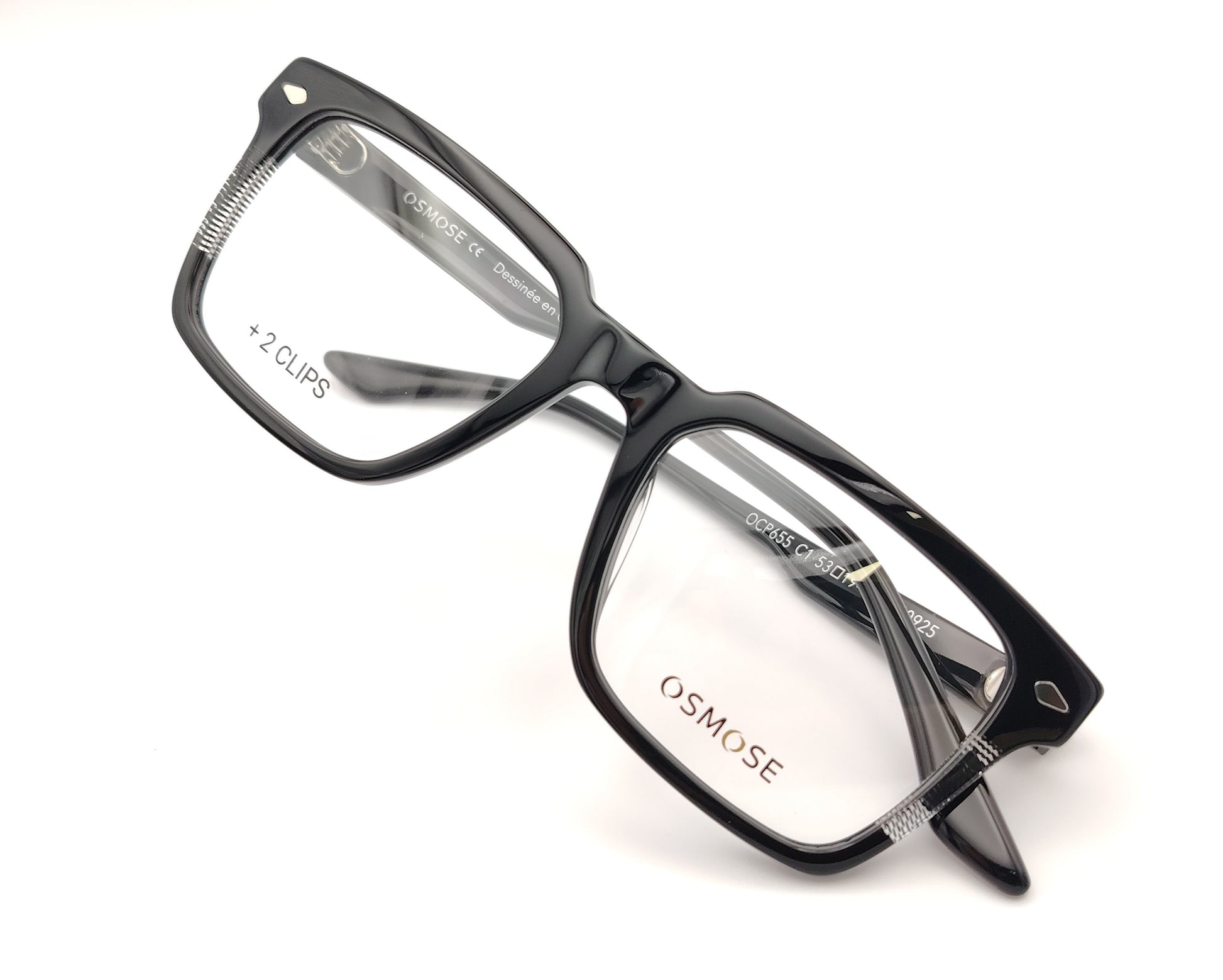 gafas osmose rectangulares negras con doble clip on magnetico clip solar oscuro y night drive amarillo