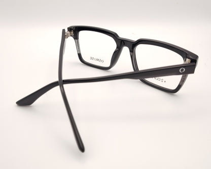 gafas osmose rectangulares negras con doble clip on magnetico clip solar oscuro y night drive amarillo